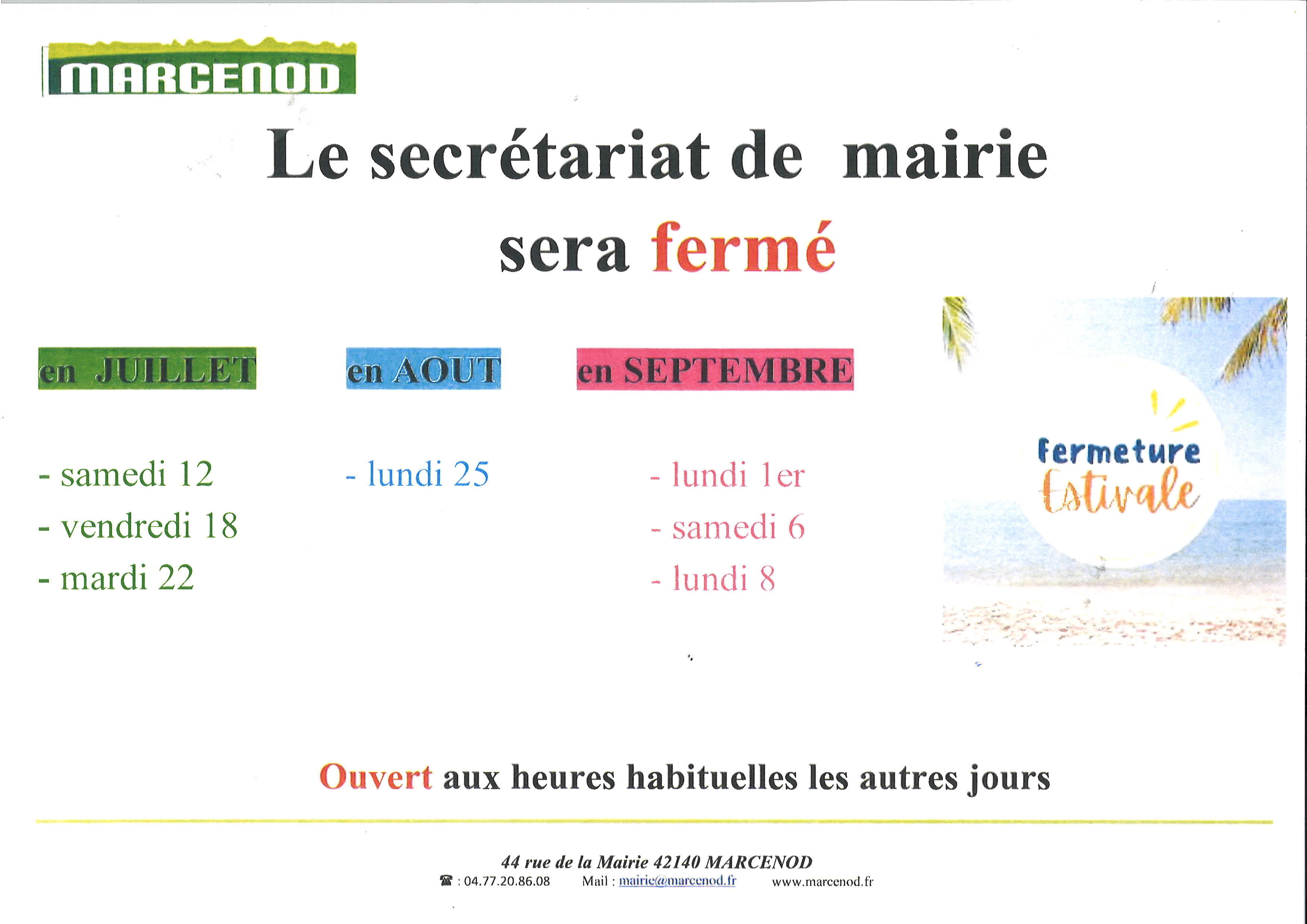 fermeture été 2025