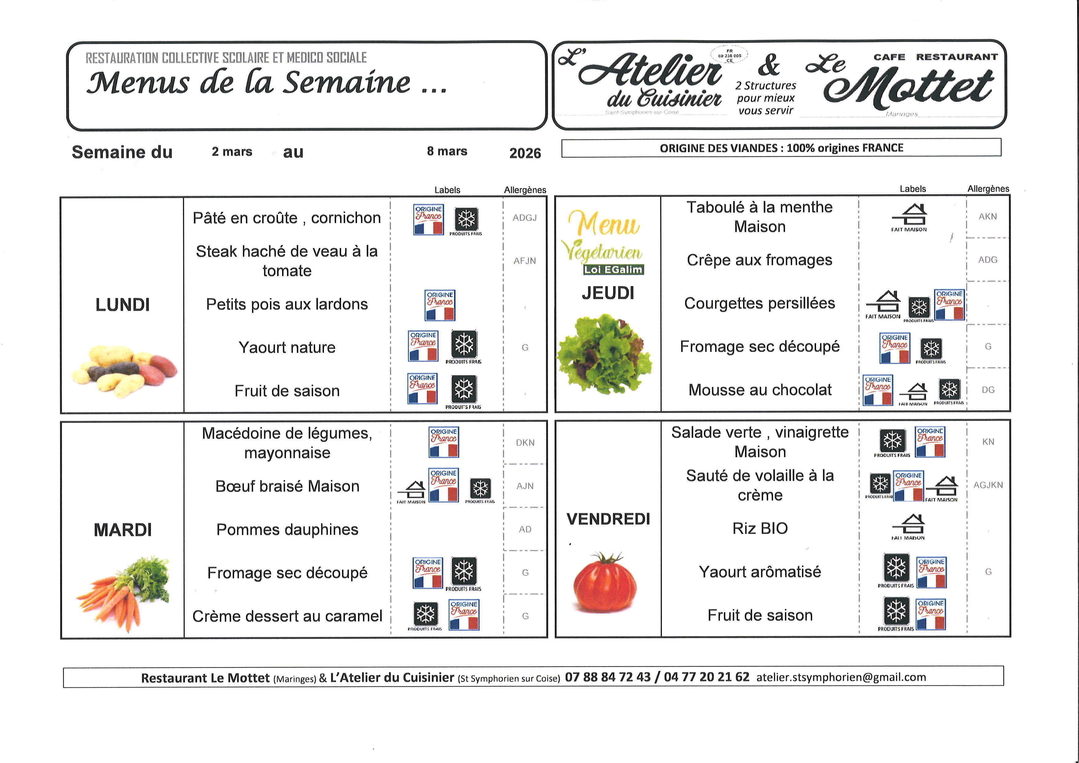 menu cantine semaine 10
